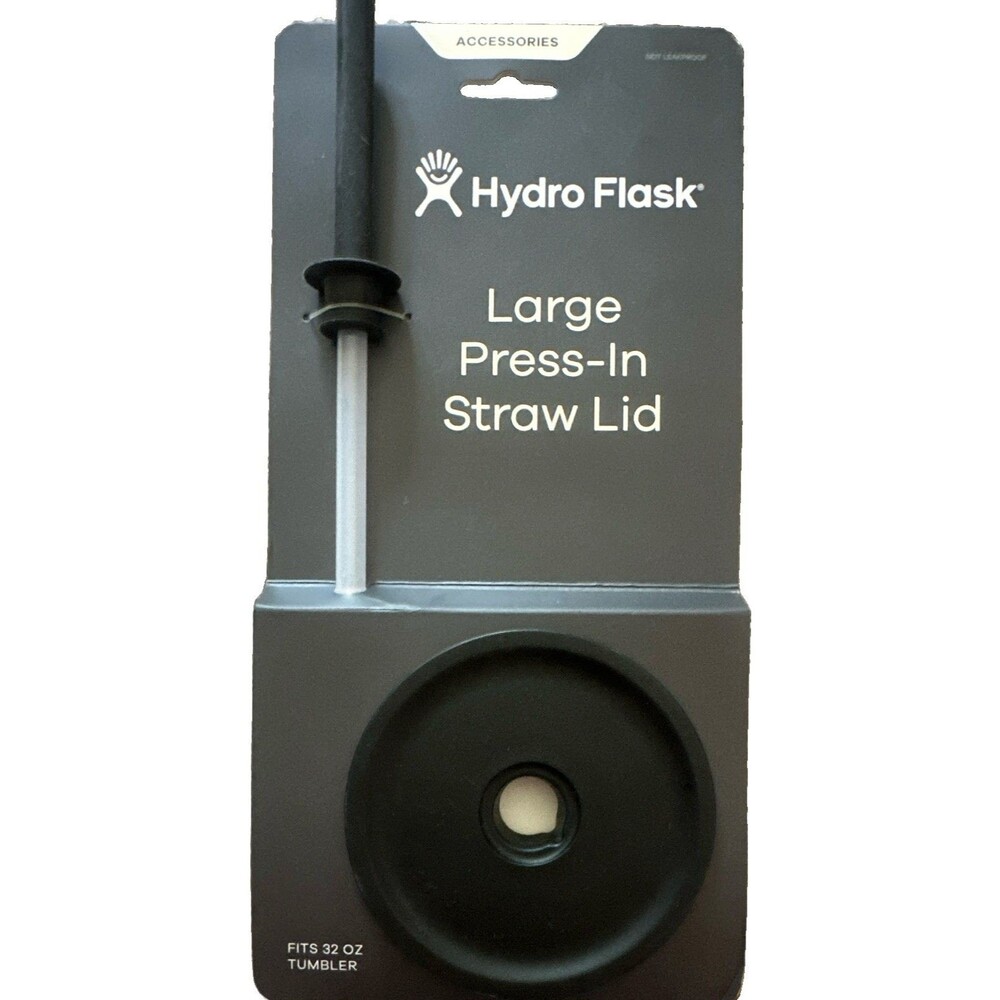 Hydro Flask Large Press-In Straw Lid w/ Straw, BPA-Free Black Fits 32 oz Tumbler